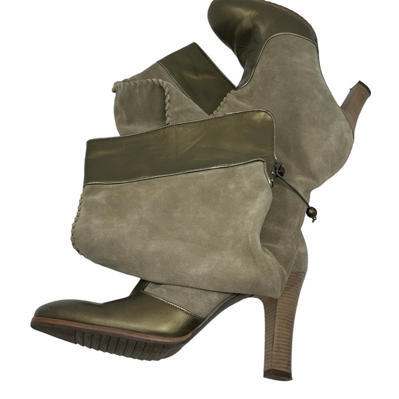 COLE HAAN GOLD KNEE HIGH LEATHER HEELED BOOTS SIZE 10B - Picture 4 of 6